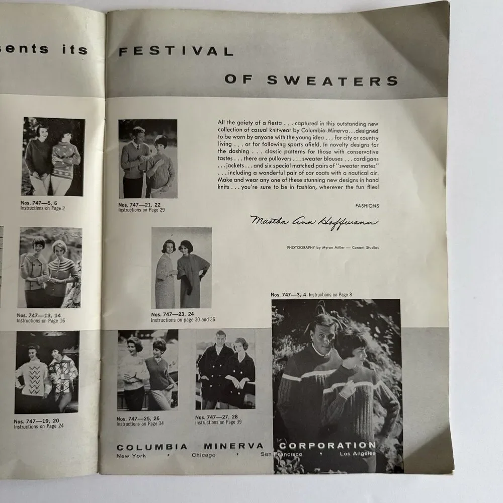 Vtg 1960s Columbia Minerva Festival Of Sweaters 747 Knitting Pattern Booklet